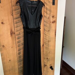 Jumpsuit: back, faux-leather top, size 8
